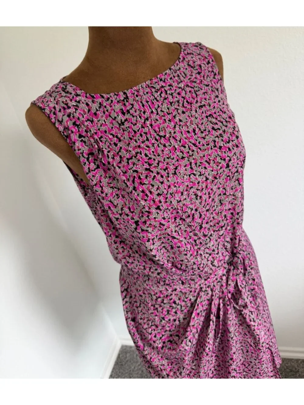 Armani Exchange Sleeveless Round Neck Faux Wrap Abstract Dress Women's Size 0